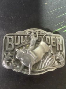 Vintage 1990 “Bull Rider” Belt Buckle By C@J #1455 Pewter - Picture 1 of 17