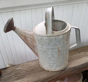 VINTAGE GALVANIZED WATERING CAN with Copper Sprinkle Head - Picture 1 of 7