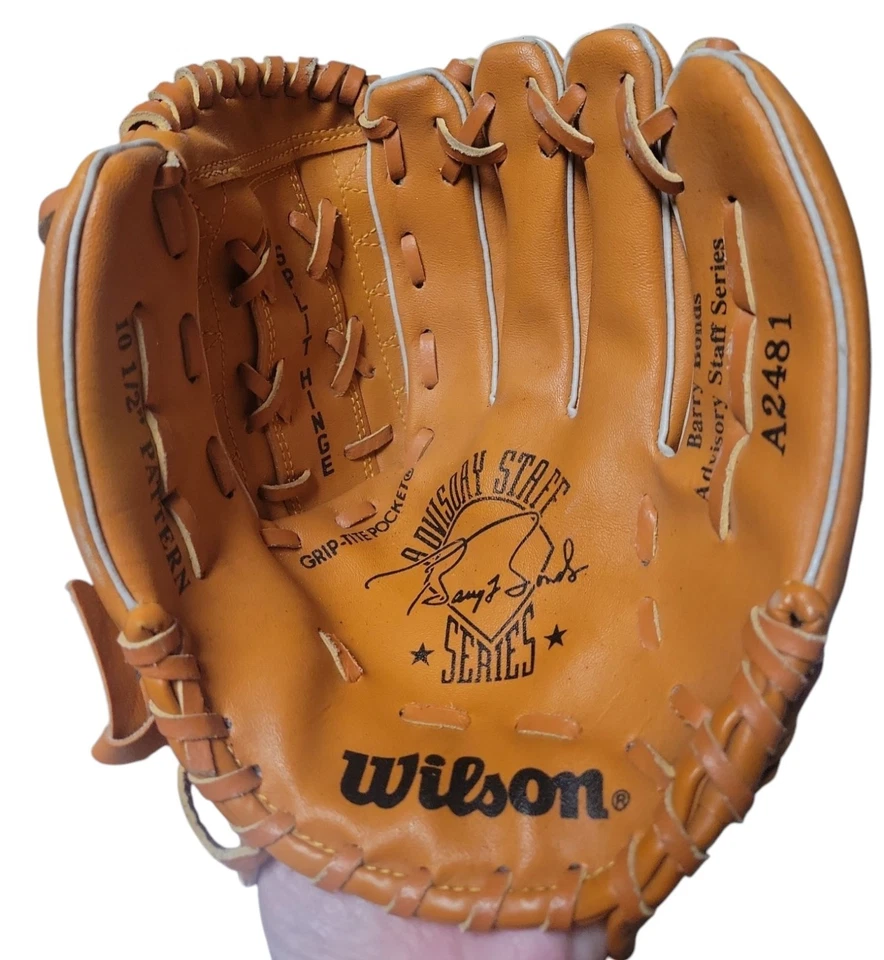 Guante de béisbol vintage Wilson A2481 marrón Barry Bonds tiro a la derecha 10,5" Foto 1 de 4