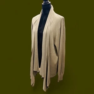 Minimalistischer Lagenlook Preppy Fairy Coquette taupe Cape Poncho offene Strickjacke 20W - Bild 1 von 6