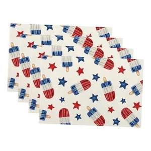 4th of July Placemats Set of 4, 12x18 Inch American Red Blue Stars Patriotic - Picture 1 of 8