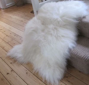 ¡Alfombra GENUINA ICELANDIC PIEL DE OVEJA XL 110 cm! 15 cm CABELLO! - Imagen 1 de 3