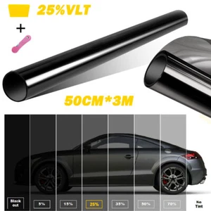 Window Tint Film Black Roll 25% VLT Car Home 50cmX3m Tinting Tools Home Car Auto - Picture 1 of 11