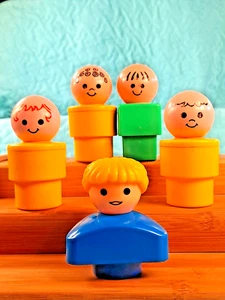 Lot of 5 Vintage FISHER PRICE Jumbo LITTLE PEOPLE Toys 1970's-1980's 2.75"-3.25" - Bild 1 von 12