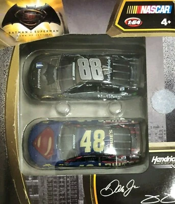 2016 Dale Earnhardt Jr Jimmie Johnson Superman vs Batman 1:64 2 car pack set - Image 1 of 4