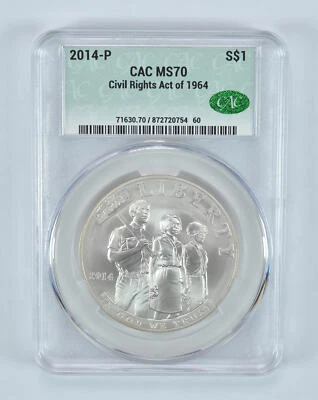 2014-P Civil Rights Commemorative Silver Dollar MS70 CAC - Image 1 of 4