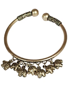 Brazalete brazalete plata 925 hecho a mano cincelado + elefantes uni size 0,3 cm - Imagen 1 de 16