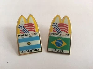 McDonolds Brazil , Argentina World Cup USA 1994 Football,Soccer Collectable Pins - Picture 1 of 2