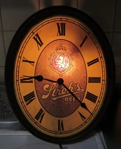 Stroh's Bier Vintage Leuchtuhr Wandschild Bar Kneipe Uhr funktioniert nicht - Bild 1 von 14