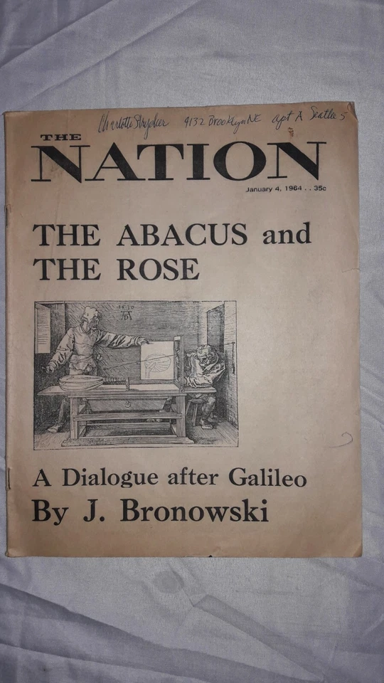 1964, The Nation, Magazine, "A Dialogue ager Galileo, By: J. Bronowski & More Foto 1 de 4