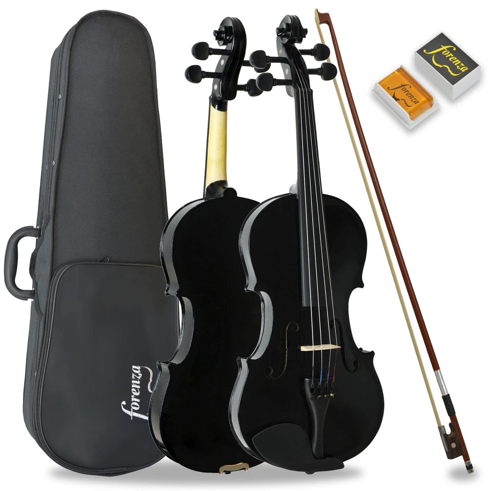 Uno Violin Outfit Full Size - Bow, Case, Rosin, Fine-Tuning Tailpeice - Forenza
