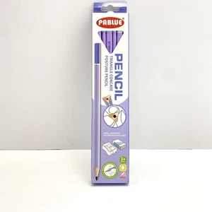 PABLUE HB Graphite Pencils Triangle Concave Grip Posture Pencil 12Pcs Purple NOS - Picture 1 of 7