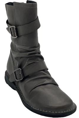 Miz Mooz Leather Buckled Mid Boots Pasha Graphite - Image 1 of 3
