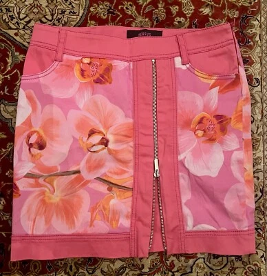Versace Falda Rosa Floral Elastizada Mini Sexy IT40 US4 Foto 1 de 4