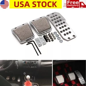 Juego de 3 piezas de pedales de freno de embrague de aceleración universal cubiertas de pastillas de pedal de coche antideslizantes - Imagen 1 de 9