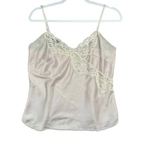 Vintage Union Made Satin Spitze Trägertop Damen M Rouge Rosa Hergestellt in den USA - Bild 1 von 7