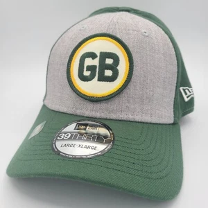 Green Bay Packers Hat New Era 39Thirty Baseball Cap Flex Fit Gray Yellow Retro - Picture 1 of 7