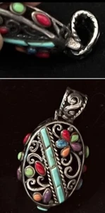 Indianer Custom Vintage "CFJ" .925 / Multiple Stone Anhänger / Look Pics - Bild 1 von 12