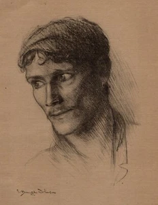 Strong Ernest Borough Johnson antiker Druck "The Gypsy Study" signiert gerahmt Echtheitszertifikat - Bild 1 von 2