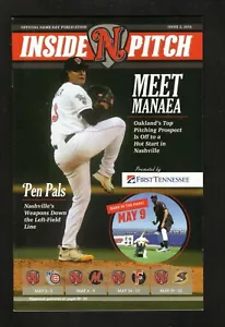 Nashville Sounds Sean Manaeo 2016 Inside Pitch Program Scorecard Atletica - Foto 1 di 1