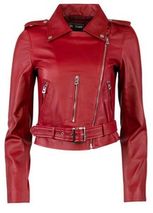 Red Leather Biker Jackets for Women for 