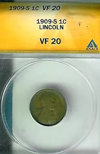 1909-S Lincoln Cent : ANACS VF20 - Picture 1 of 2