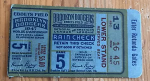 1947 WORLD SERIES #5 TICKET STUB - JACKIE ROBINSON WS DEBÜT SERIES - DODGERS/YANKEES - Bild 1 von 1