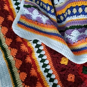 USA OOAK Crocheted New Multicolor Throw Blanket Groovyghan 43" X 58" Easy Care - Picture 1 of 9
