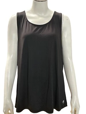 Adrienne Vittadini Sport Black Tank Top LG Stretchy Cross Back Yoga Fitness Top - Image 1 of 4