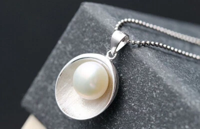 D10 Rimorchio Conchiglia Guscio Spazzolato Bianco Perla 925 Argento Sterling - Immagine 1 di 4