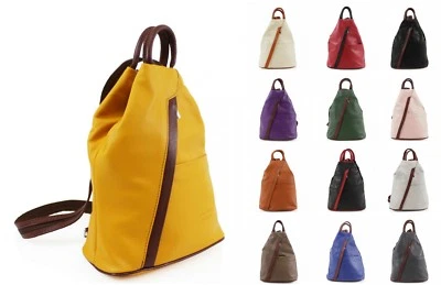 Damen VERA PELLE italienischer Rucksack aus echtem weichem Leder Mädchen College