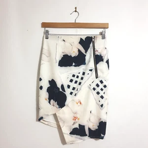 Madeline Antoinette Skirt M White Geometric Print Pencil Lined Cocktail Modern - Bild 1 von 7