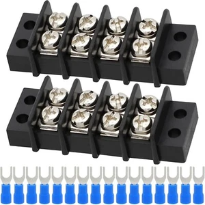 Terminal Block 2 Pack 4 Circuits 20-30A 200v-450v Dual Row Screw Terminals New - Picture 1 of 7