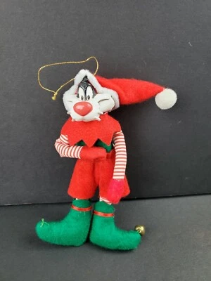 Looney Tunes Sylvester Santa Poseable 1995 Happy Holidays Christmas Ornament Foto 1 de 4