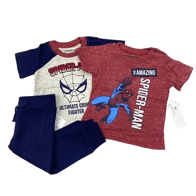 Marvel Spiderman Bebé Niño Talla 18M Manga Corta y Pantalones (Juego de 3 PC) Rojo/Azul Foto 1 de 4