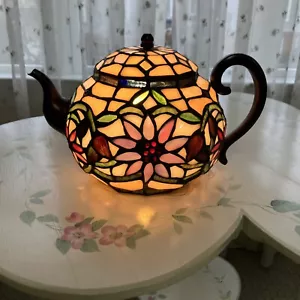 Vernice Copper Grove teiera alta vetro colorato luce notturna lampada NUOVA rosa verde - Foto 1 di 9