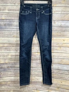Pantalones de mezclilla ajustados Maurices para mujer lavado oscuro talla XS elásticos informales tiro bajo - Imagen 1 de 9