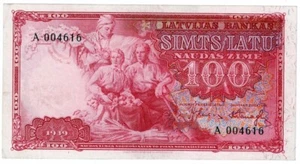 Latvia Lettland 100 Latu Lati 1939 XF - Bild 1 von 3