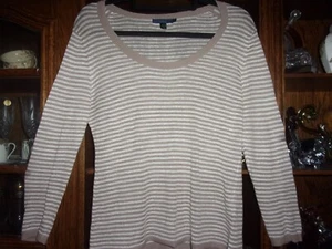 Boden. NEW. Attractive Pure Linen Beige & Ecru Striped Light Jumper. UK 12 - Picture 1 of 21