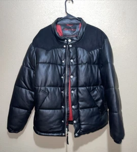 Robert Graham Faux Leather Puffer Jacket in Black Men's SZ LARGE NEW $328 - Picture 1 of 10