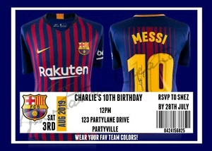 DIY Print Custom SOCCER BARCELONA JERSEY TEAM Birthday Party Invitations - Bild 1 von 1