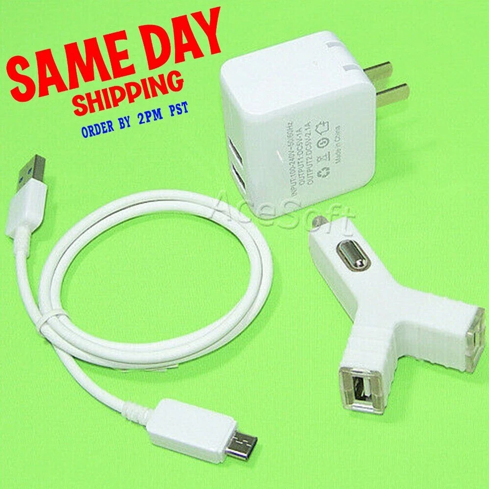 Dual USB Power Adapter Car Charger Type C USB 3.1 Cable for ZTE Blade Z Max Z982 - Image 1 of 1