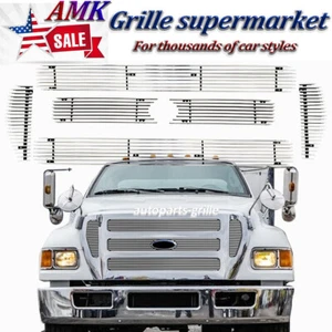 For 2004-2015 Ford F650 F750 Front Grill Upper Billet Grille Insert Chrome 6pcs - Picture 1 of 8