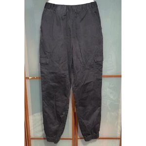 H&M Divided Black Elastic Waist & Legs Pocket Utility Cargo Pants Joggers Size 6 - Picture 1 of 4