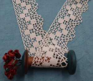 Antik Französisch Klöppel Spitzenborte Band Baumwolle Dentelle du Puy en Velay Vintage - Bild 1 von 10