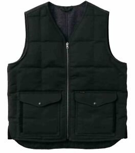 Filson Buckland Down Reversible Vest 20233092 Charcoal Dark Gray Wool 650 Goose
