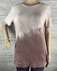 Old Navy Luxe T-Shirt Small Pastel Plum Purple Ombré Dip Dye Casual Soft Rayon - Picture 1 of 12
