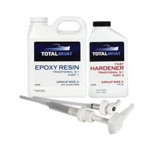 5:1 Epoxy Resin Kit Fast Hardener, Marine Grade Epoxy for Fiberglass Wood Repair - Picture 1 of 9