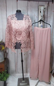 NWT XL / 1X ? Pink Lace 3 Pc Wedding Pant Suit - Picture 1 of 6