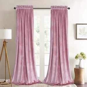 Roslynwood Velvet Curtain Panels Blush Pink Window Luxury Drapes for Bedroom ... - Picture 1 of 8